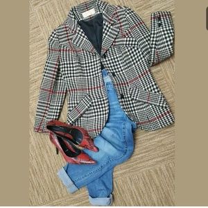 Pendleton Jacket Coat Blazer Black Red Plaid